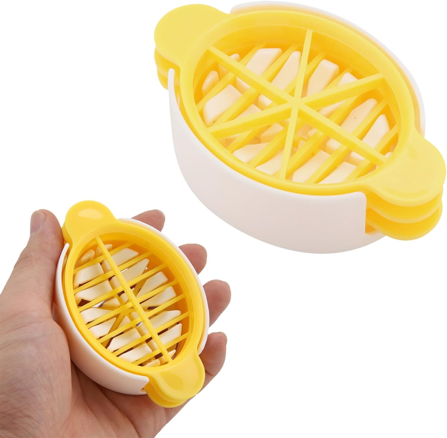 3-in-1-Eierschneider, 2 Stück hartgekochte Eierschneider, weicher Obstschneider mit 3 Schnittmodi für weiche Früchte, Erdbeeren, Pilze