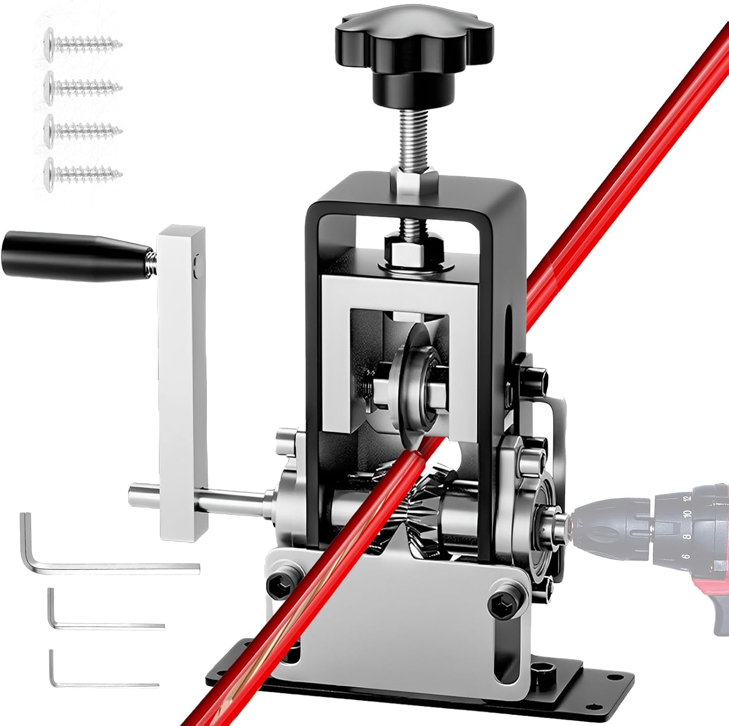 Abisoliermaschine, 0,06-2,4 cm, manuelle oder bohrbetriebene Abisoliermaschine mit Handkurbel oder Bohrer, Kupferdraht, Schäler, Aluminiumrahmen, Drahtschäler für Kupferschrott