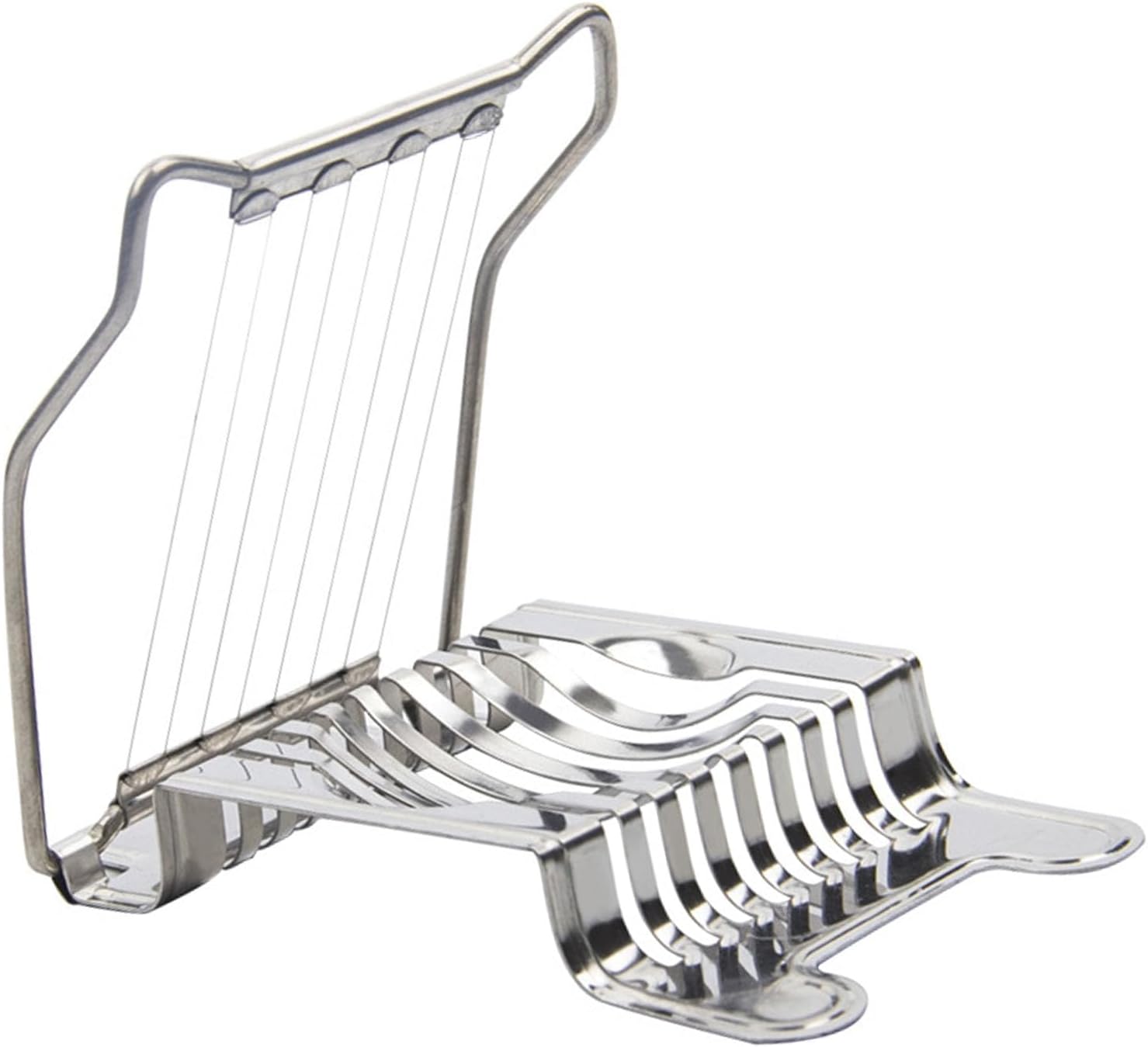 Eierschneider, Edelstahl Schneidedraht glättend schneidend spülmaschinenfest hartgekochtes Kartoffelschneider Egg Slicer Eierschneidewerkzeug mit gezahnter Klinge für Pilze Bananen Erdbeeren Kiwis
