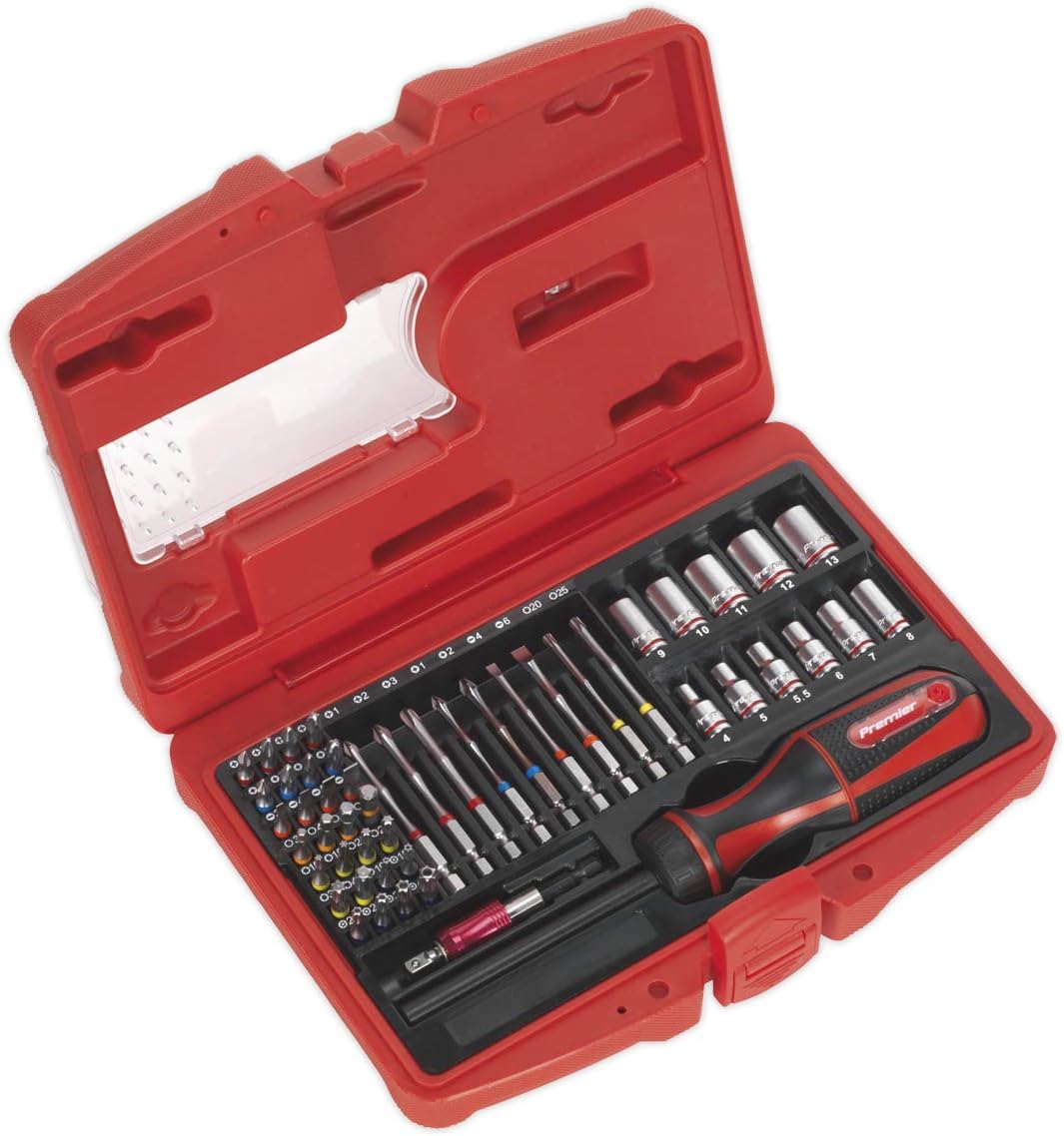 Sealey Ak64903 Ratschen-Schraubendreher- und Zubehör-Set mit feiner Zahnung, 51-teilig