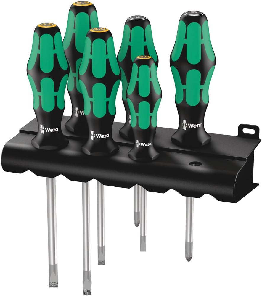 Wera 334/6 Rack Schraubendrehersatz Kraftform Plus Lasertip + Rack, 6-teilig, 05105650001