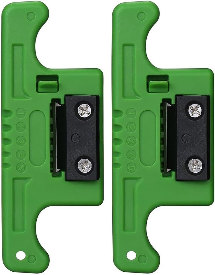 Abisoliergerät für Glasfaser, 1,9 – 3,0 mm, Längsrohr-Abisolierer, lockerer Puffer, Grün, 2 Stück