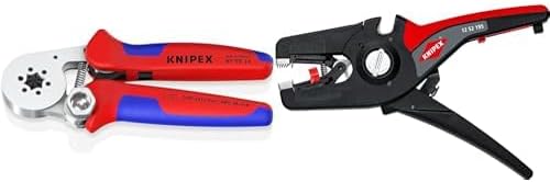 Knipex Selbsteinstellende Crimpzange für Aderendhülsen mit Seiteneinführung verchromt & PreciStrip16 Automatische Abisolierzange 195 mm (SB-Karte/Blister) 12 52 195 SB