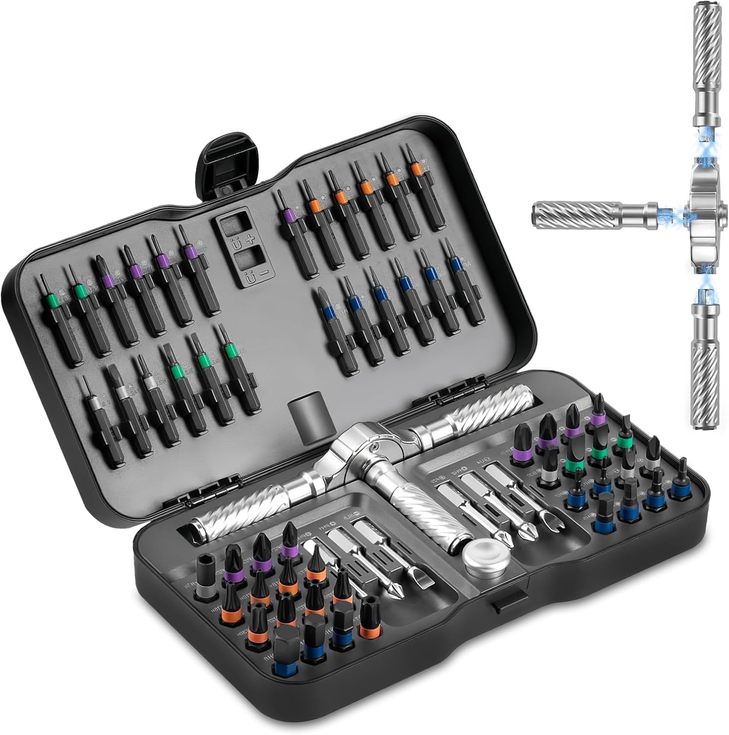 66-in-1 Ratschenschraubendreher Set, S2-Stahlbits 58-Zahn-Ratsche