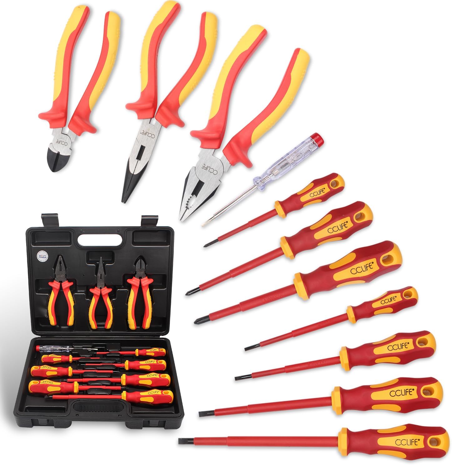 CCLIFE VDE Schraubendreher Set 9-tlg 1000V mit Spannungsprüfer PH & PZ
