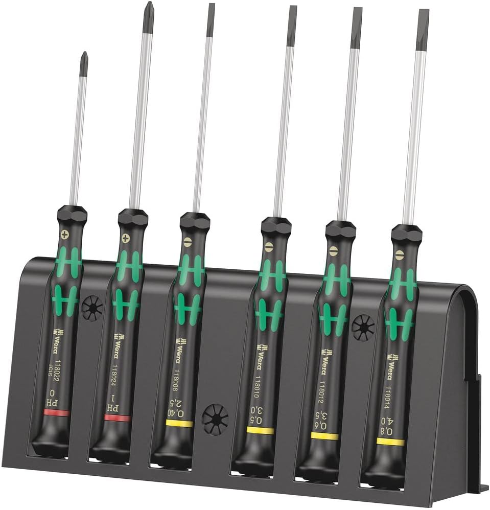 Wera 05118152001 2035/6 B, Elektroniker-Schraubendrehersatz + Rack, 6-teilig
