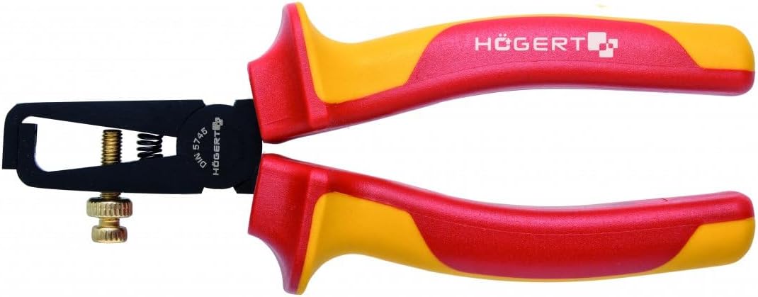 HÖGERT TECHNIK Abisolierzange 1000 V, 160 mm, VDE-zertifiziert, Cr-V-Stahl, 55-60 HRC, ideal für Arbeiten unter Spannung, robuste Konstruktion für Langlebigkeit und Präzision bei jedem Einsatz