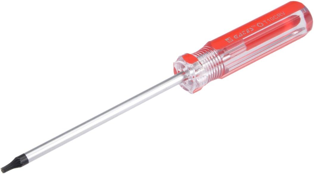sourcing map Torx Schraubendreher, T10 Sicherheit Magnet Stern Schraubendreher mit 4" CR-V Schaft und transparentem rotem Griff