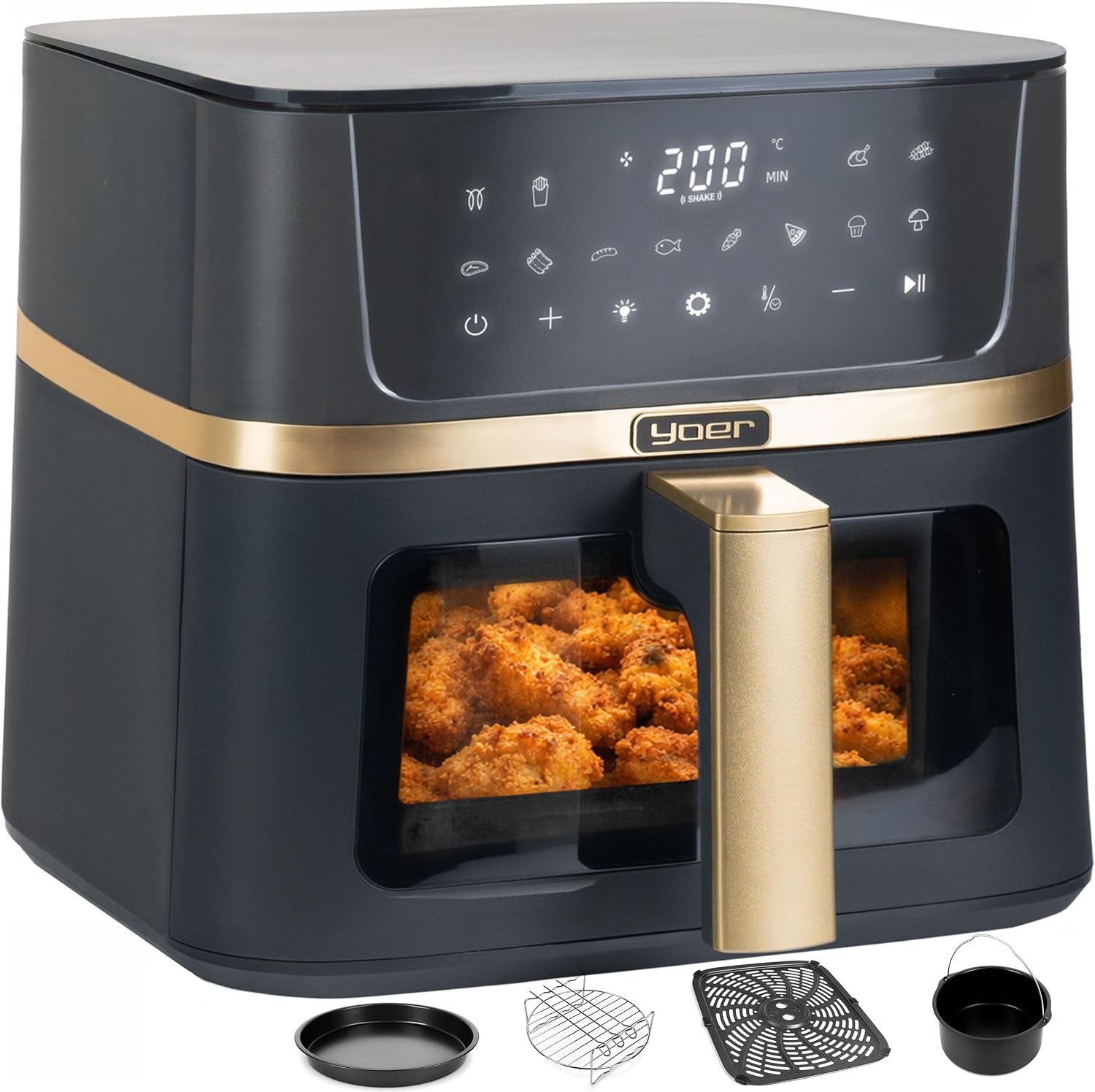 Yoer Airfryer, 10 L Heißluftfritteuse, 6-in-1, 13 Programme, 6-8 Portionen
