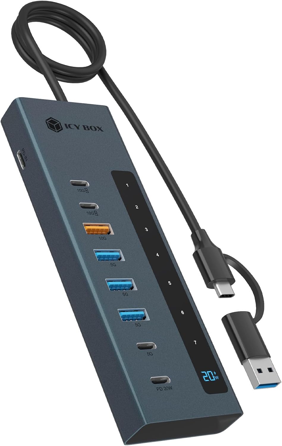 ICY BOX 9-in-1 Hub mit PD Ladefunktion und Display IB-HUB1743-CPD