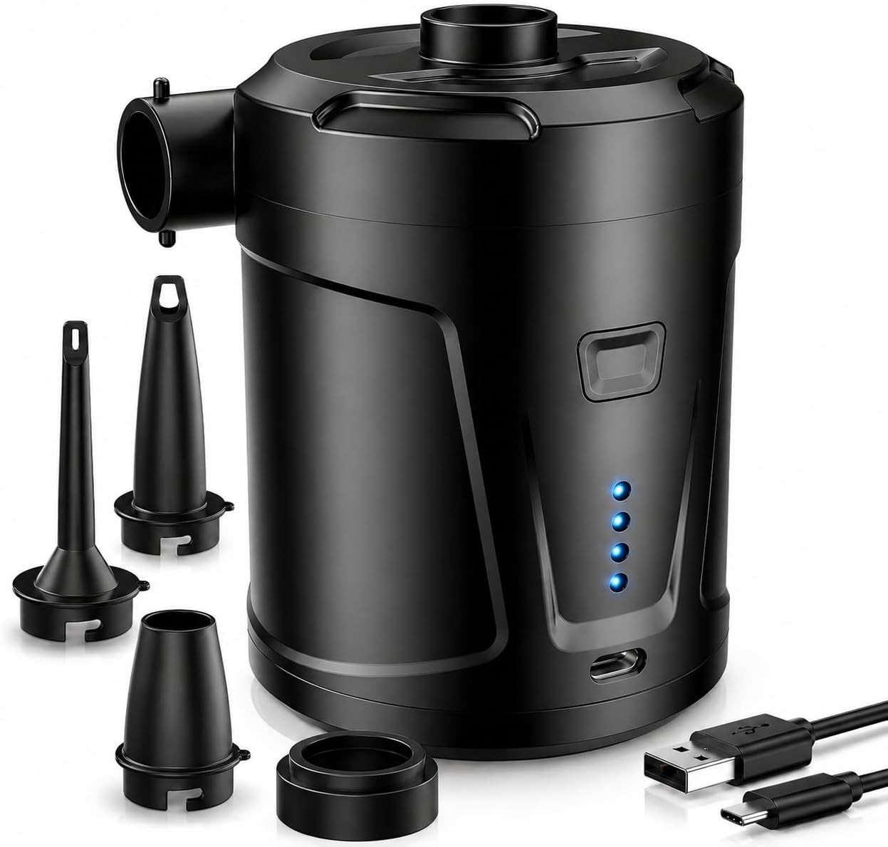 Elektrische Luftpumpe,5200mAh Wiederaufladbare Akku Luftpumpe Planschbecken Pool Kinder,Mini Luftpumpe Elektrisch Inflator mit 3 Luftdüsen,Schnell Inflator für Schlauchboot/Luftmatratze