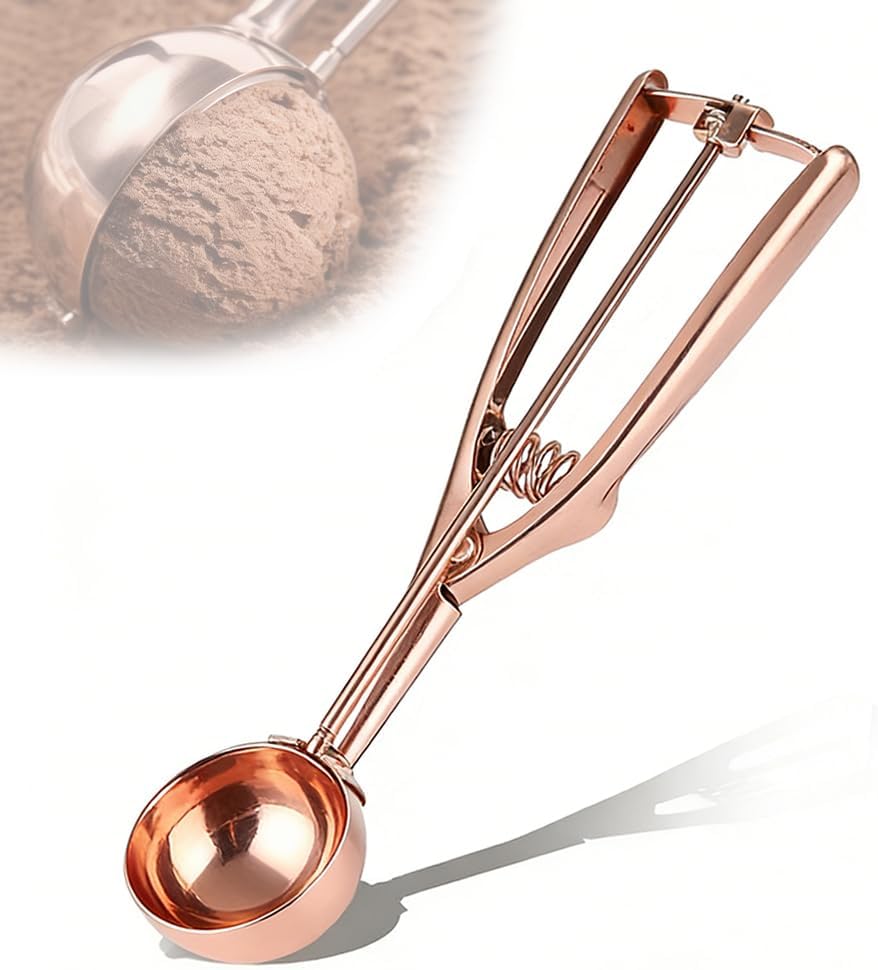 Gold Eisportionierer Edelstahl Keksschaufel zum Backen Melonenballer mit Auslöser 3 Größen (Gold, L)