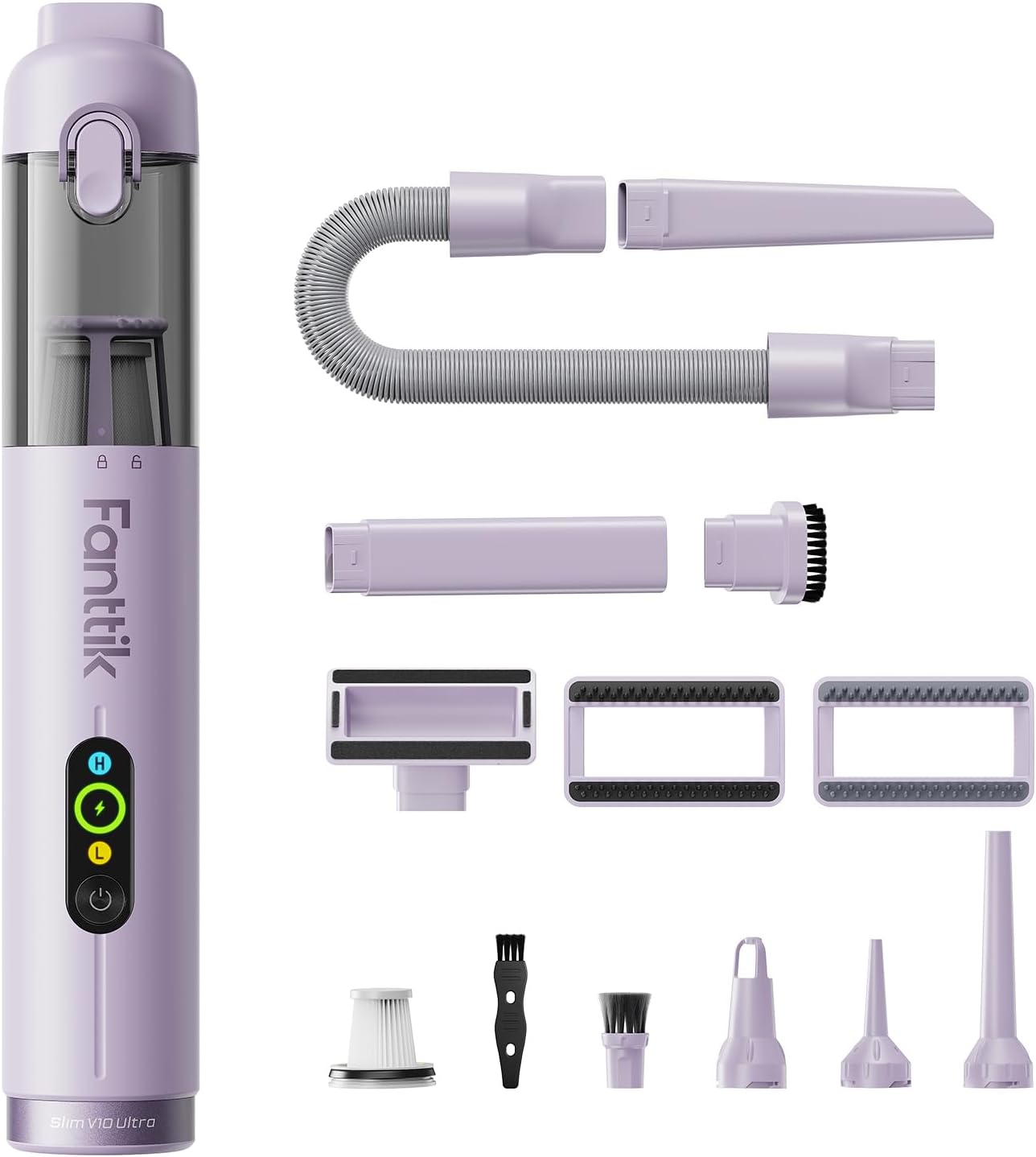 Fanttik Slim V10 Ultra kabelloser Autostaubsauger, 4-in-1 Mini Handstaubsauger mit 19 kPa Saugkraft, frei kombinierbarem Zubehör, 2 Saugmodi für Auto, kleine Arbeiten und Büro (Braun)