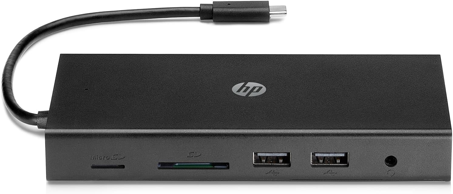 HP USB-C Reisehub (USB-C Hub, USB Hub, USB C, RJ-45, HDMI, VGA, microSD, SD, USB, Audio)