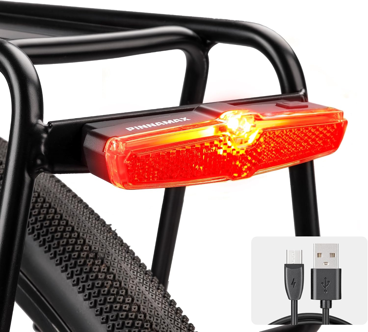 Fahrrad-Gepäckträger-Rücklicht mit Bremslichtfunktion – USB-aufladbares Fahrrad-Rücklicht – StVZO-zugelassenes, IPX5-wasserdichtes LED-Rücklicht für Rennrad, MTB und E-Bike