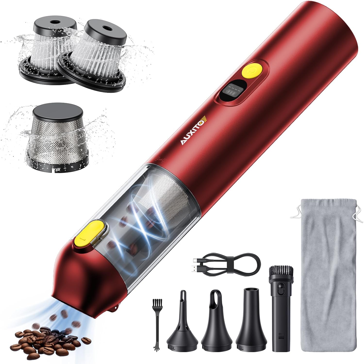 AUXITO Handstaubsauger Akku,24000Pa,Blas/Saugfunktion,mini staubsauger Auto
