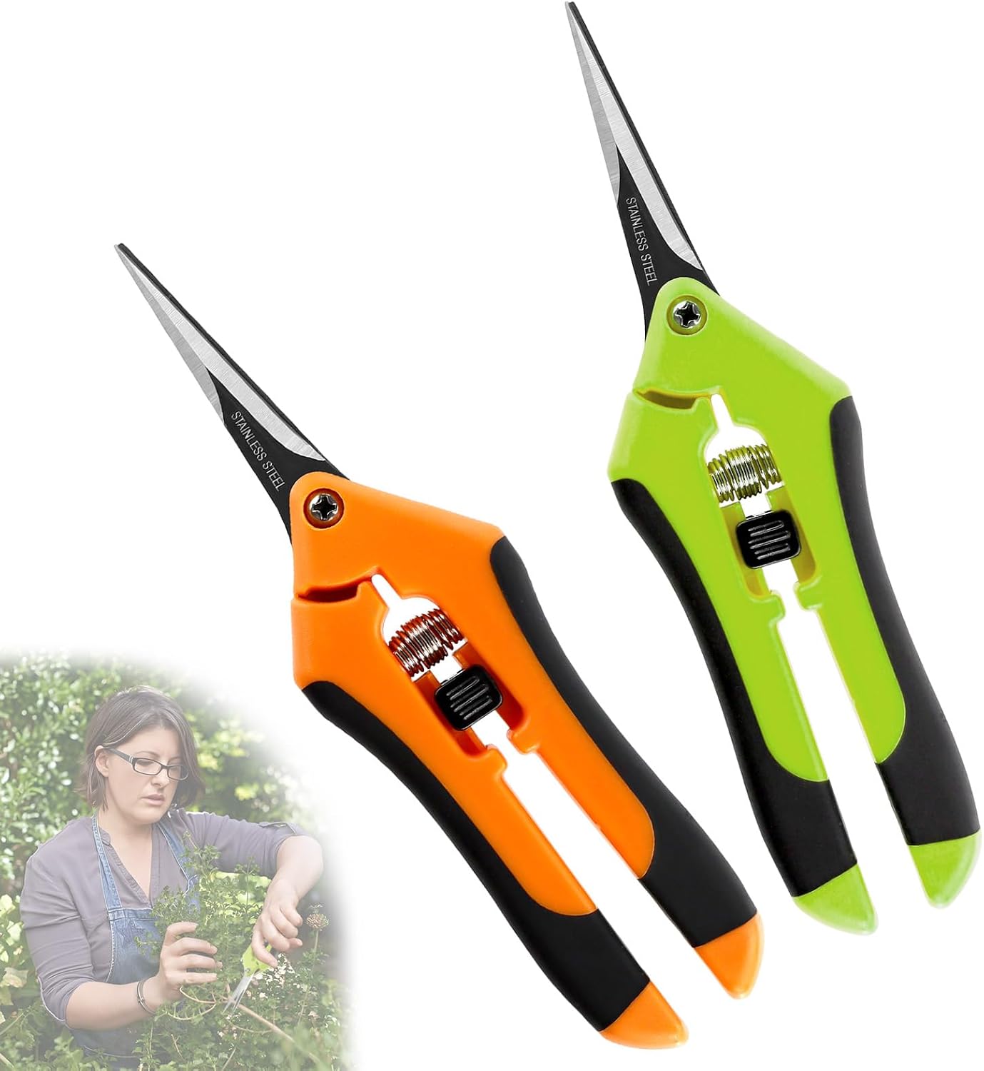 2 Stücke Gartenschere, Klein Ernteschere, Rosenschere, Bonsai Schere, Pflanzschere, Blumenschere, Pruning Shears Garden Scissors für Baumzweige, Blumen, Früchte, Pflanzen