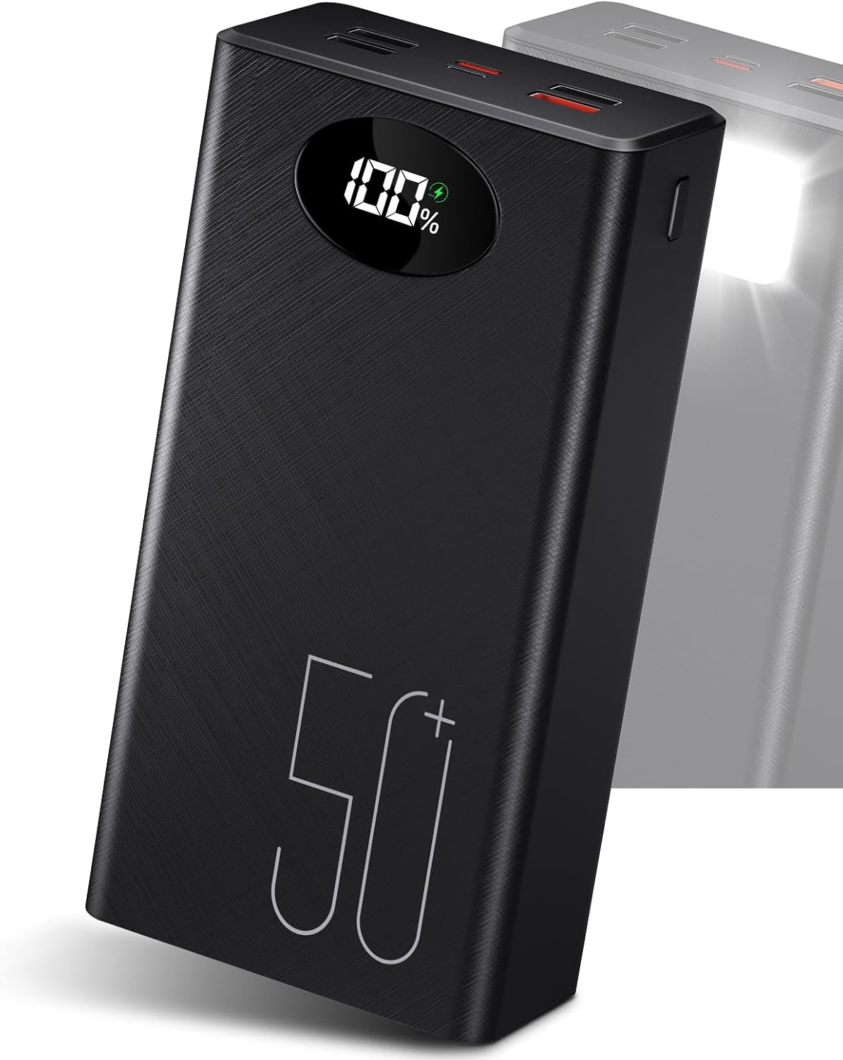 50000mAh Power Bank mit integriertem Kabel: Externer Akku mit 22,5 W Schnellladung und großer Kapazität, tragbares Ladegerät mit 5 Ausgängen und 2 Eingängen MP3 Player Lautsprech
