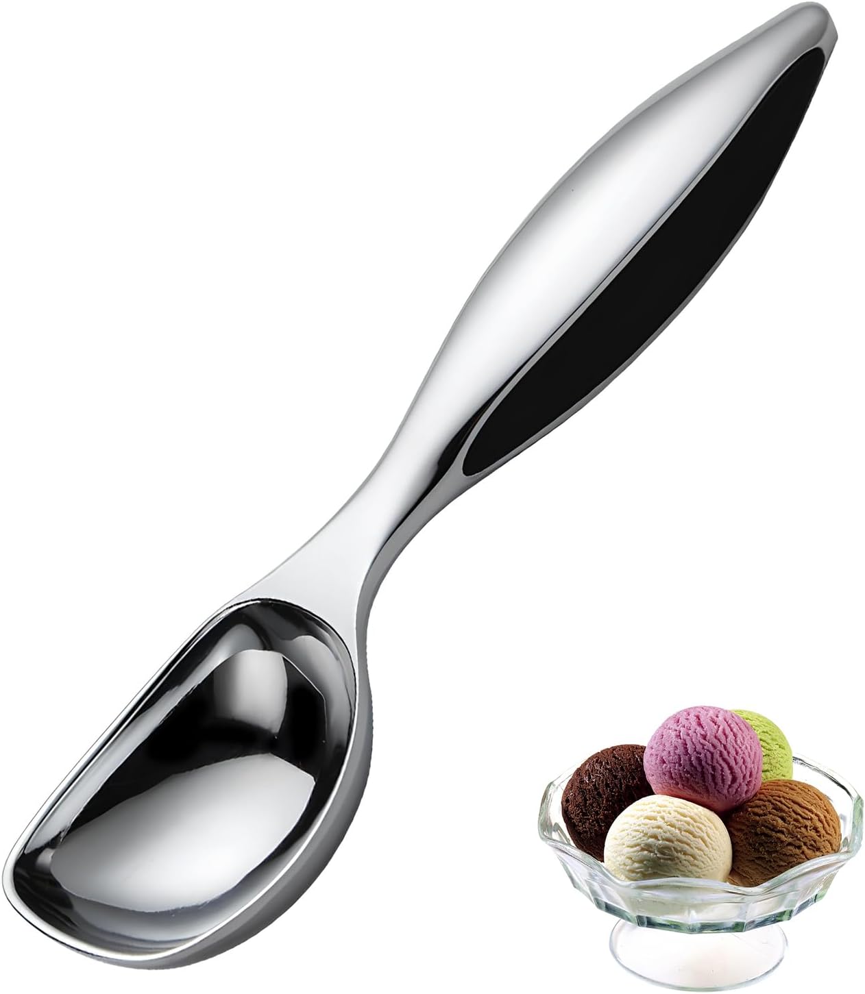 Eisportionierer Edelstahl 18?cm – Antihaft Eiskugelportionierer & Eislöffel aus robuster Zinklegierung, leicht zu reinigen, ideal für Gelato, Melonenkugeln, Reis, Keksteig & Desserts