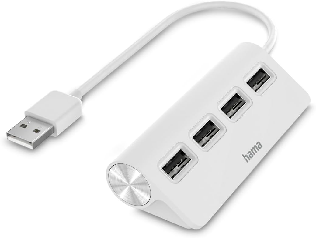 Hama USB Hub 4 Ports, High-Speed, 4x USB-A, Multiport Adapter, 4in1