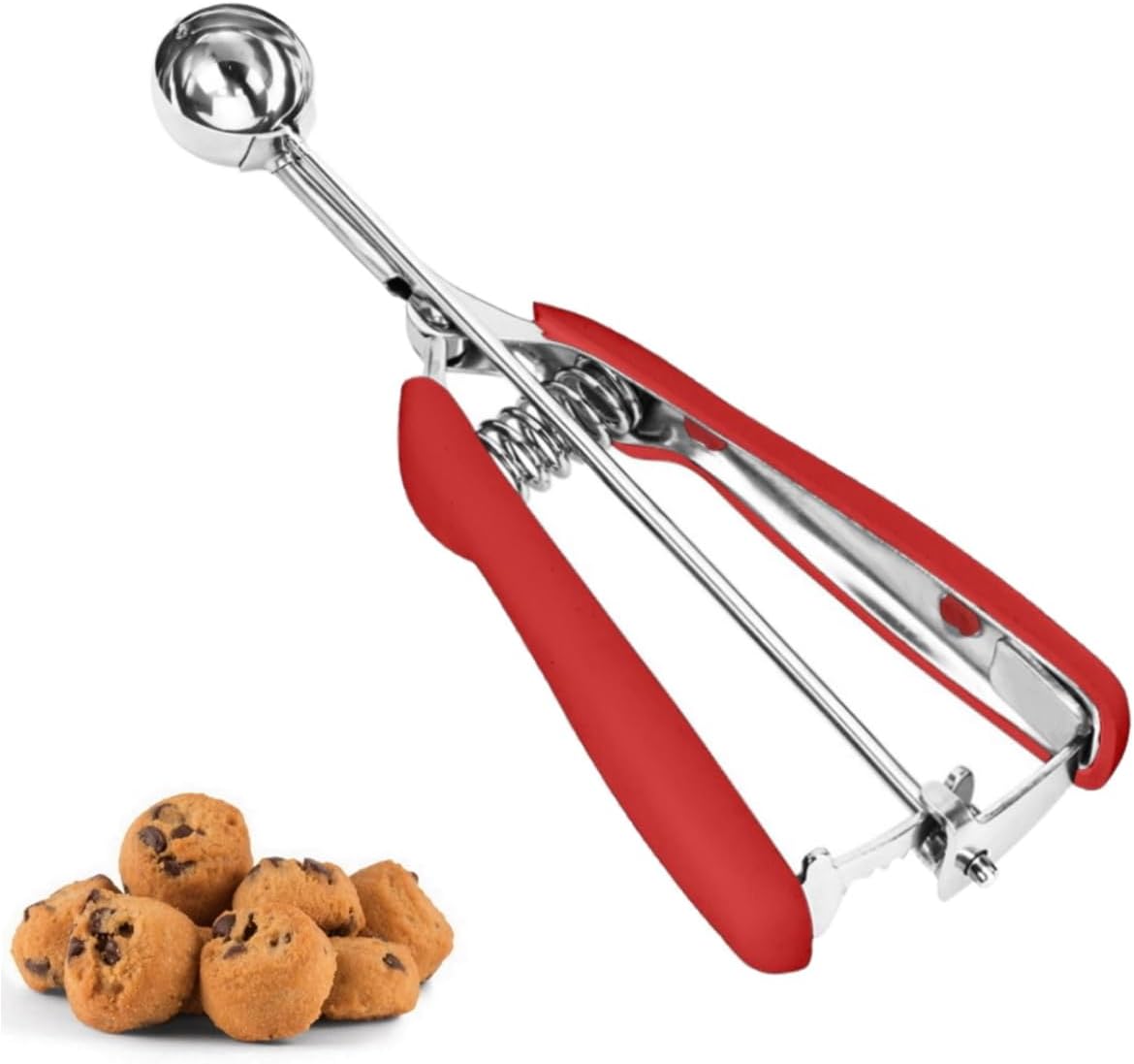Keksschaufel, extra kleine Keksschaufel zum Backen, 1 Teelöffel, 5 ml Keksschaufel, 18/8 Edelstahl Keksschaufel zum Backen, Keksteigschaufel mit rutschfestem Griff (rot)