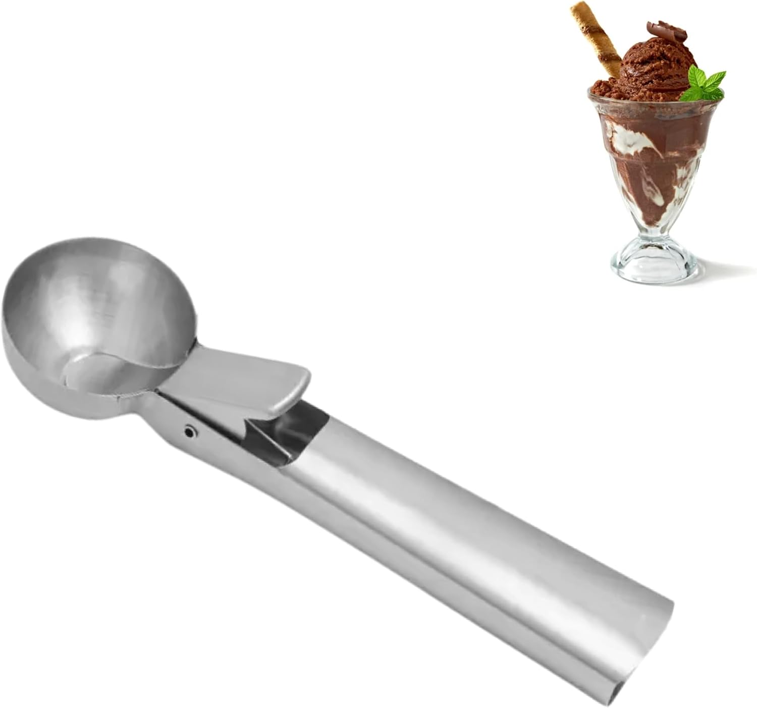 PARENCE. Eiskugel aus Edelstahl mit Hebel – Eisportionierer Ø 4,3 cm – Keks- und Gebäcklöffel – Easy Release – 18 cm