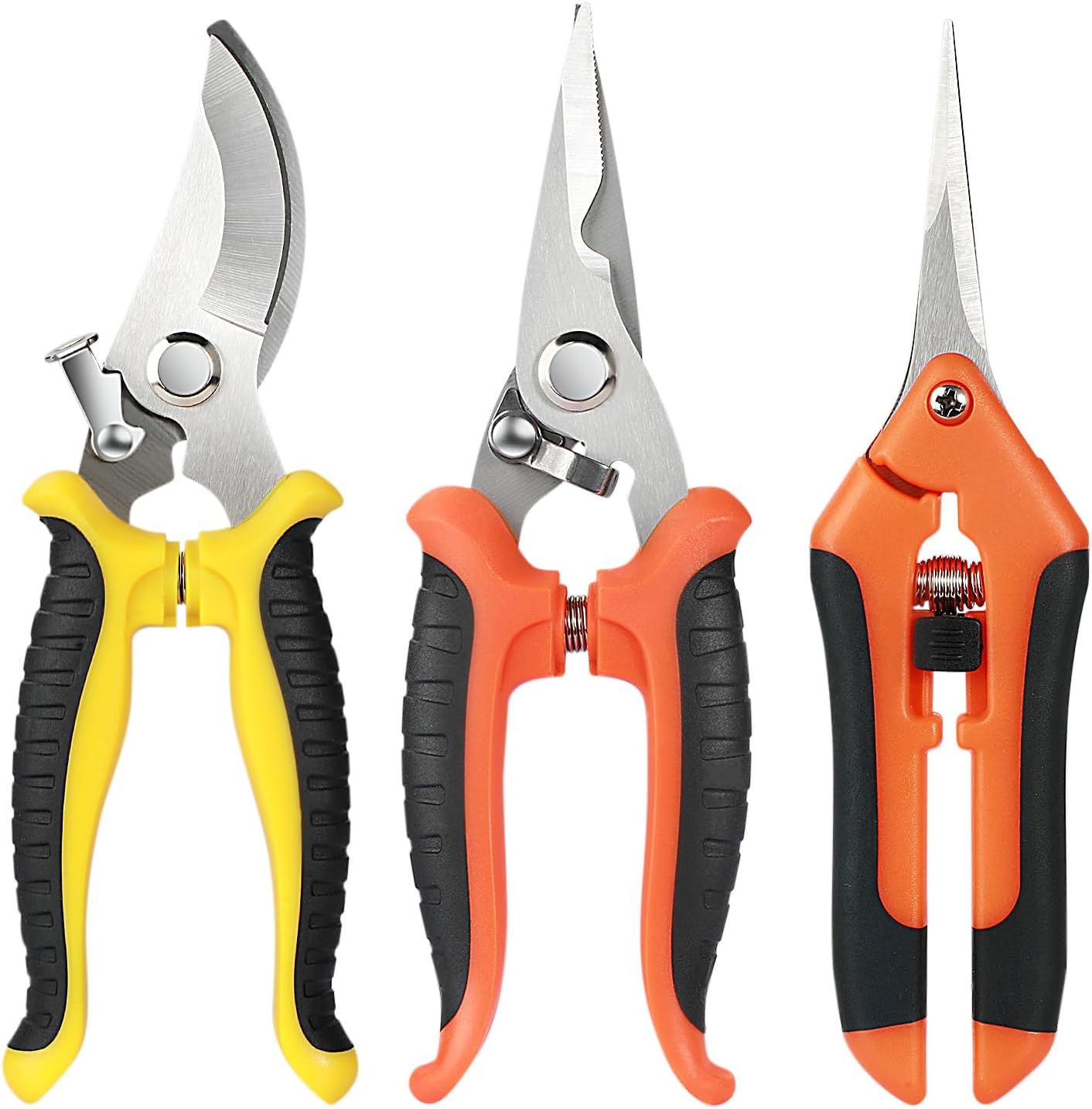 Gartenschere Set, Baumschere Gartenscheren 3 Stück Pflanzenschere Rosenschere Gartenschere Kräuterschere Rebschere Bypass Schere Scharfe aus Edelstahl für Pflanzen