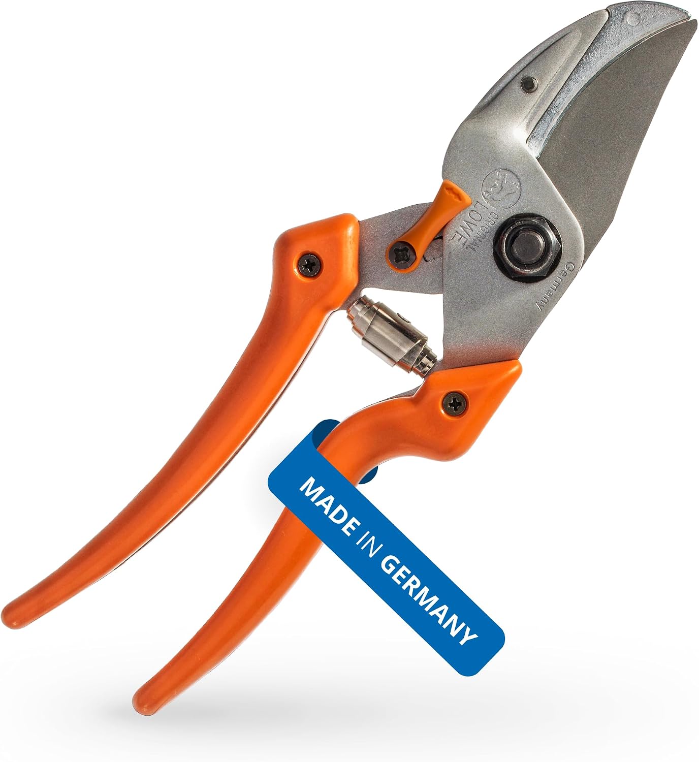 Original LÖWE 8 Profi Amboss Gartenschere 8.107 mit Bypass Geometrie - scharfe handliche Schere mit Stahl-Klinge Antihaftbeschichtung und ergonomisch geformte Griffe für Schneidarbeiten im Garten