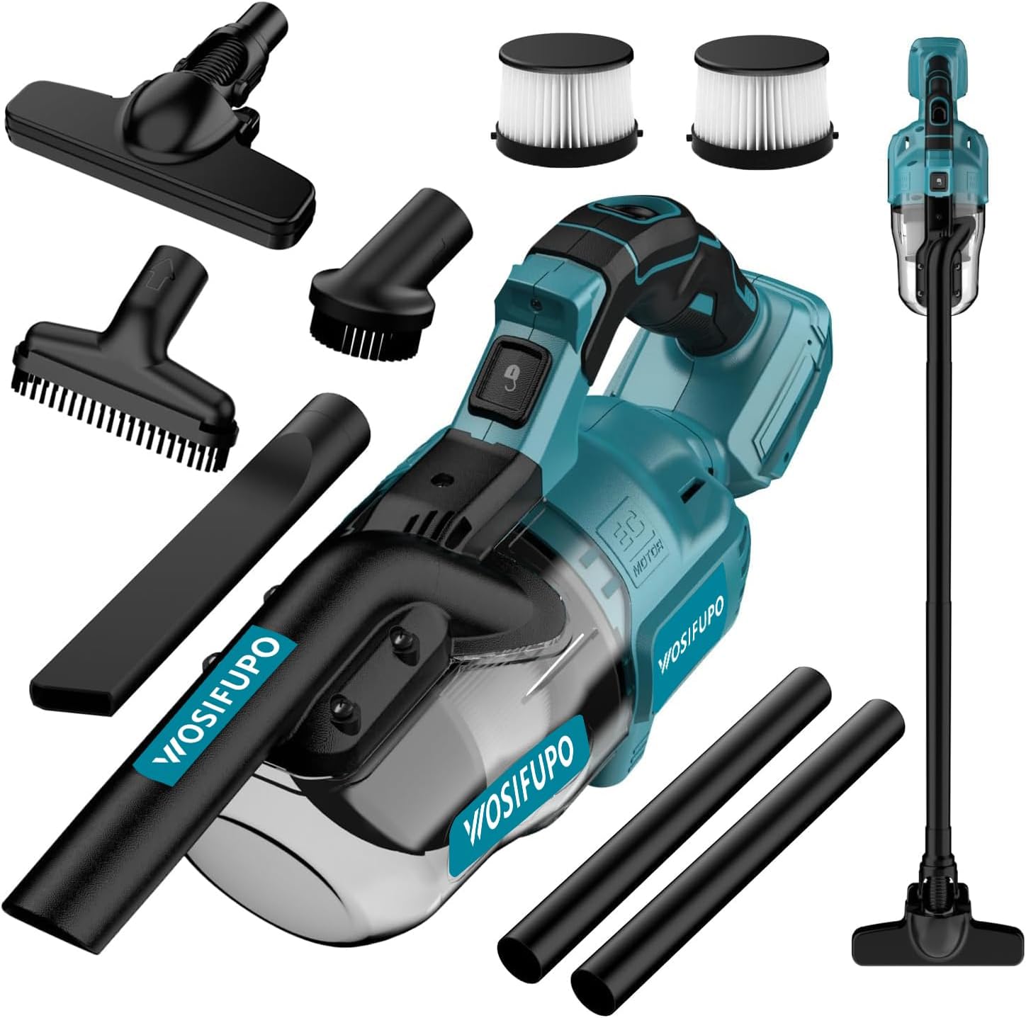 Akku Staubsauger für Makita 18V Akkus,20000Pa Leichter Staubsauger mit HEPA-Filter,5in1 Handstaubsauger mit LED-Licht Für Teppich,Hartboden,Möbel,Auto (Ohne Akku) Blau