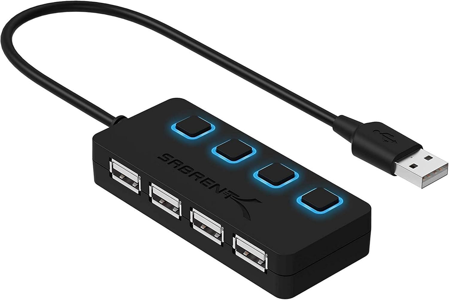 SABRENT USB Hub, USB Adapter 2.0, USB verlängerung mit EIN/AUS schaltern Geeignet, USB Verteiler mehrfach für PS4 PS5, PlayStation 5, Laptop, PC, drucker, MacBook, USB Stick (HB-UMLS)