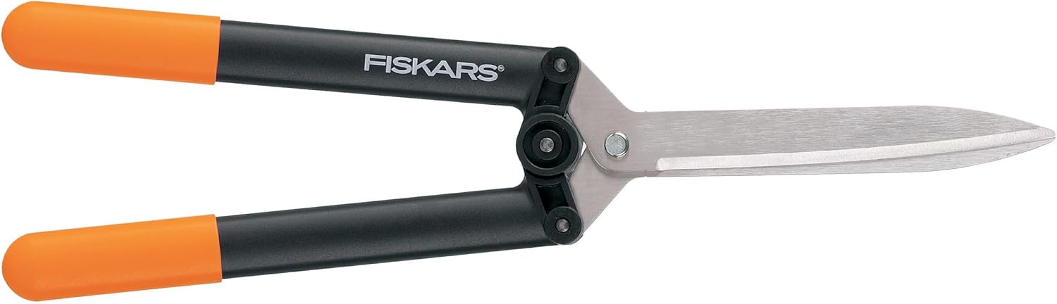 Fiskars PowerGear X Getriebe-Heckenschere, Antihaftbeschichtet, Hochwertige Stahl-Klingen, Länge: 63 cm, Schwarz/Orange, HSX92, 1023631