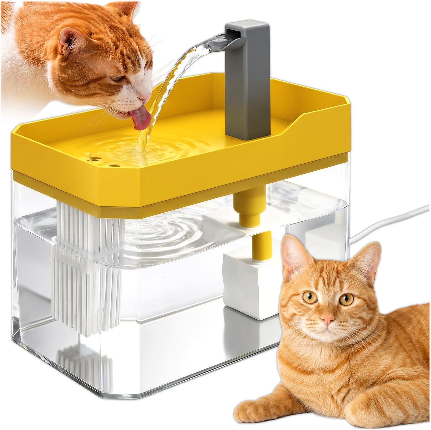 KRUMAD Katzenbrunnen 1,5L, Trinkbrunnen für Katze, Wasserbrunnen, Fountain