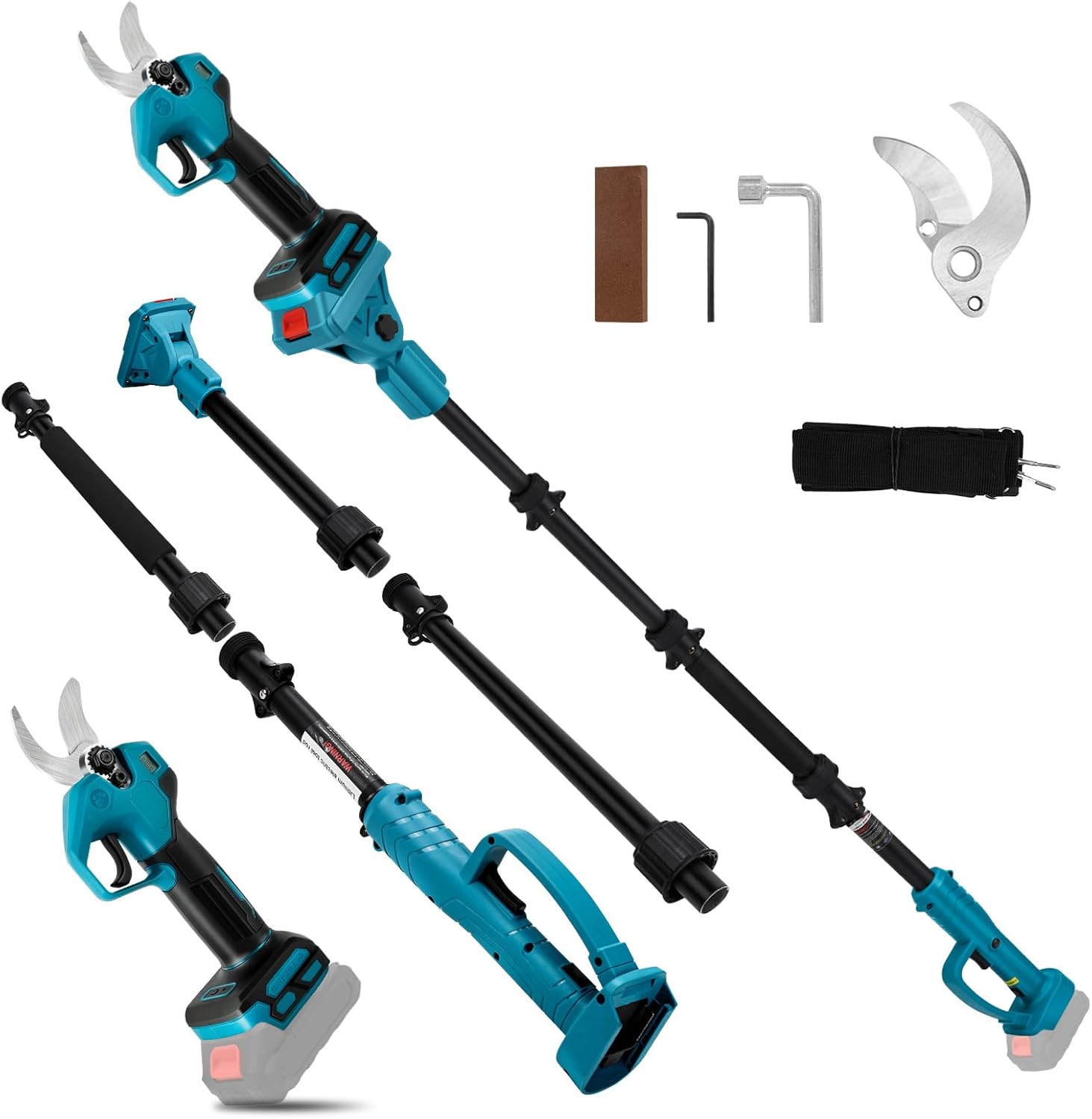 Akku Astschere Kompatibel mit Makita 18V, 2 in 1 Elektrische Gartenschere mit 2M Verlängerungsstange, Max.30 mm Schnittdurchmesser, LCD Display, Astschere Teleskop Ausziehbar bis 4,5m (ohne Akku)