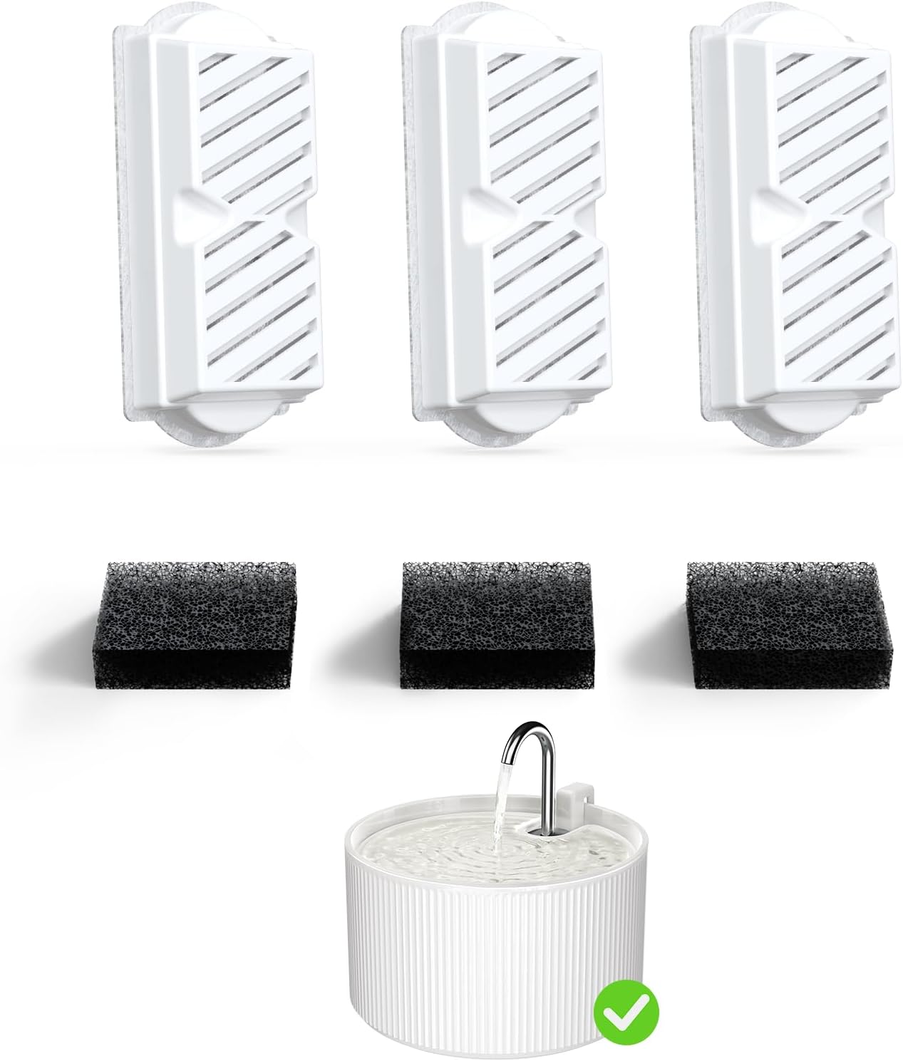 Voluas Keramik Katzenbrunnen 2,2L – Trinkbrunnen Katze mit Ultra-Leiser Pumpe, Leiser Wasserspender für Katzen, Haustierbrunnen für Innen mit Ersatzfilter