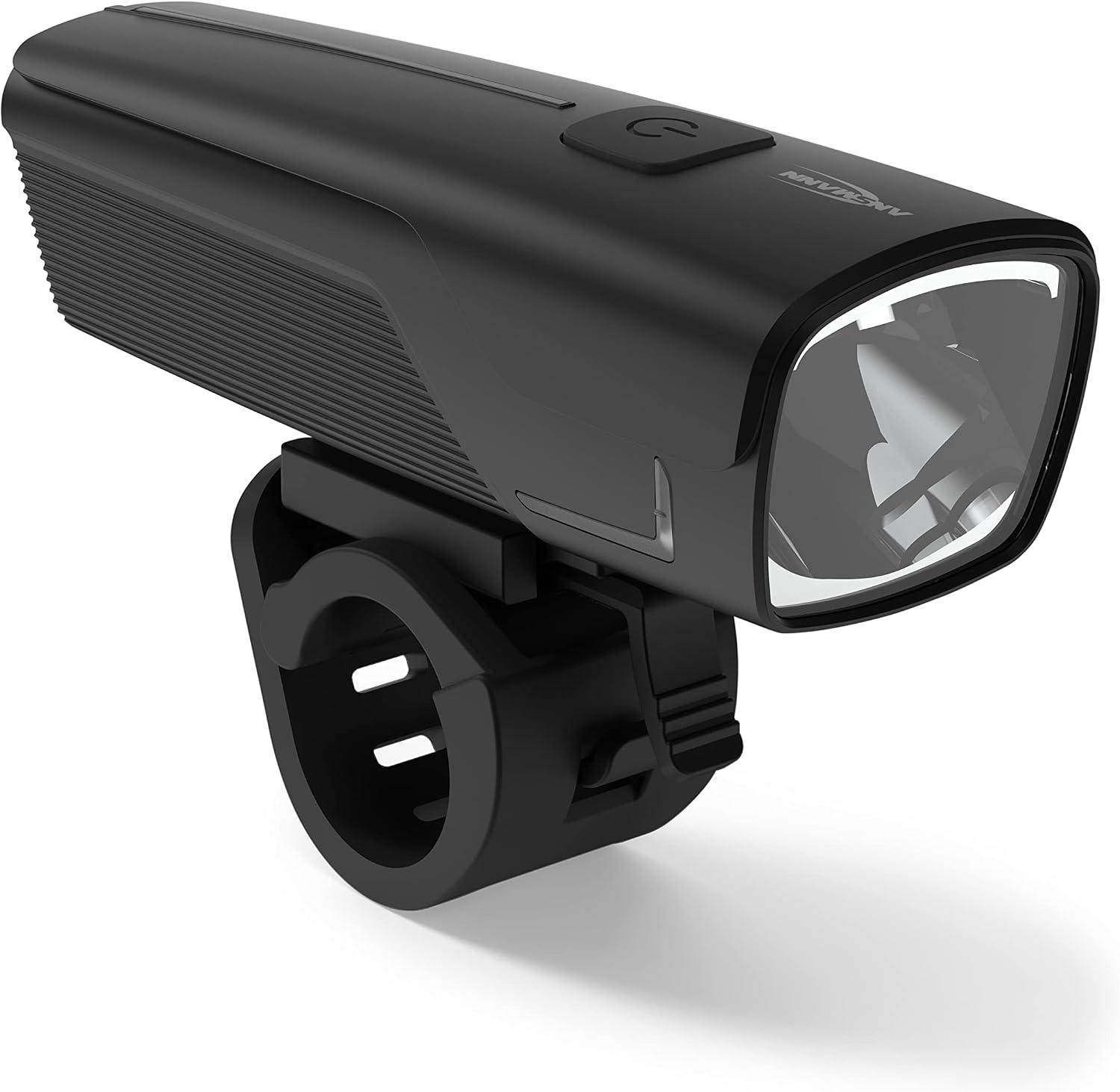ANSMANN Wiederaufladbare LED Fahrradscheinwerferlampe (1 Stück) - Leistungsstarke Fahrradlampe mit 2 Lichtstufen - Robustes Design Fahrradlicht mit Einer Reichweite von 200 m