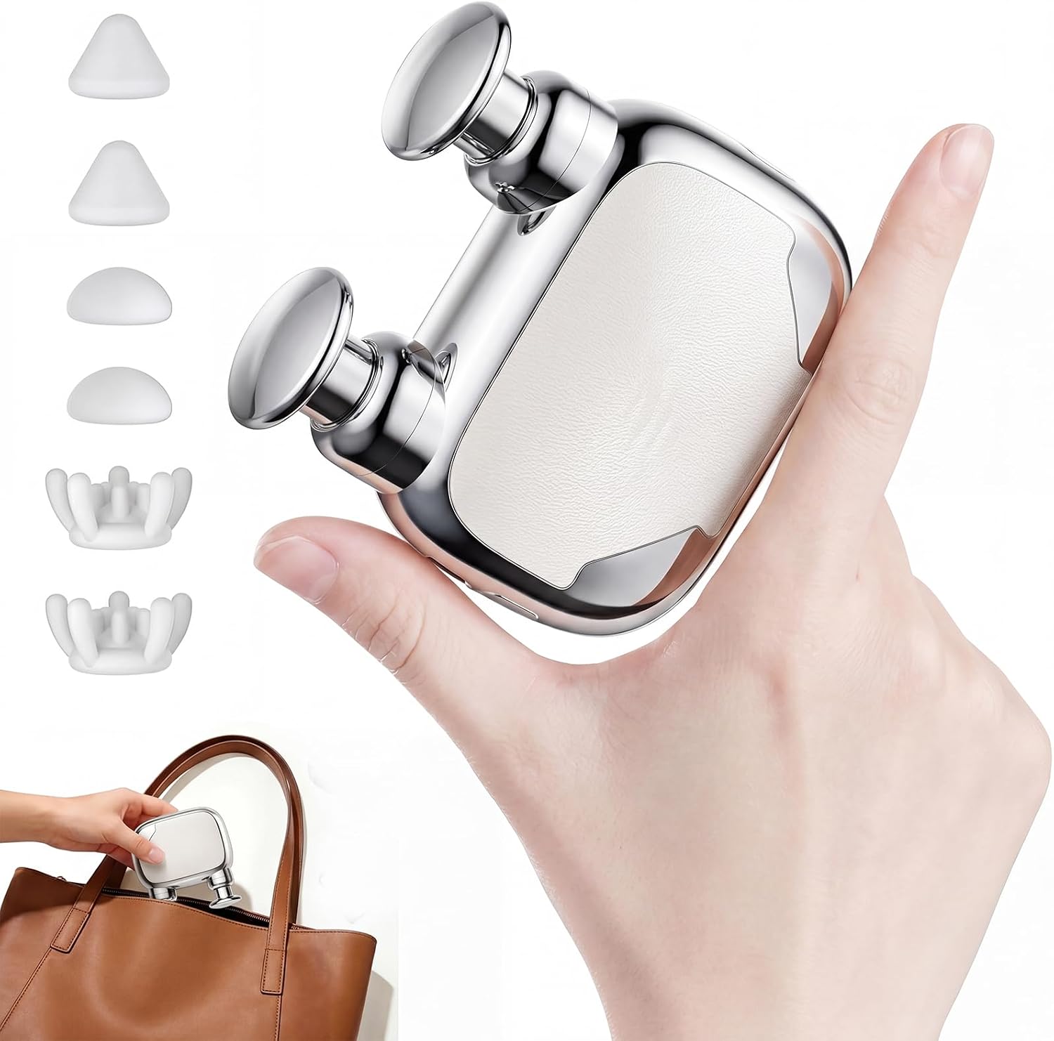 ZONSUSE Mini Tragbare Massagepistole, Kompakte Muskelmassagepistole, Reise Massagepistole, für Sport Heim Büro Ausflüge Sofortige Linderung von Muskelermüdung, Geschenk für Männer & Frauen (Silber)