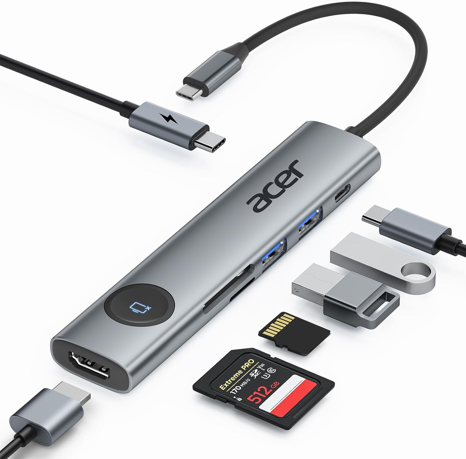 acer 8 in 1 USB C Hub, 10Gbps USB-C auf HDMI Adapter 4K@60Hz