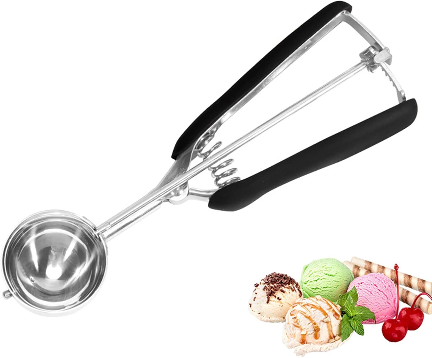 Eisportionierer Edelstahl 5 cm, Eislöffel Portionierer mit Auslöser und Komfortablem Griff Für Eiscremekugel, Backen, Melonenkugel