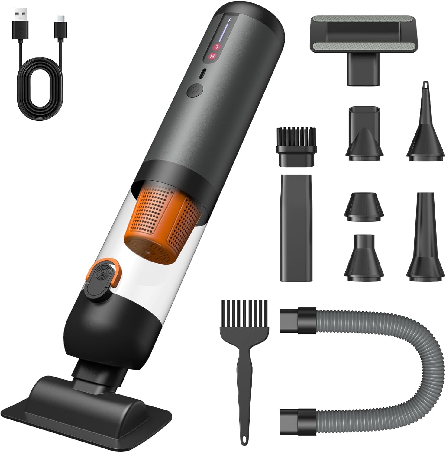 AIMAX Akku-Autostaubsauger, 4-in-1-tragbarer kabelloser Mini-Staubsauger mit 20000Pa/120W/40Min, 7800 mAh-Akku, 2-Saugmodi, Saug und Blasfunktion, USB-C-Schnellladung in 2,5 h, für Auto, Bürotische