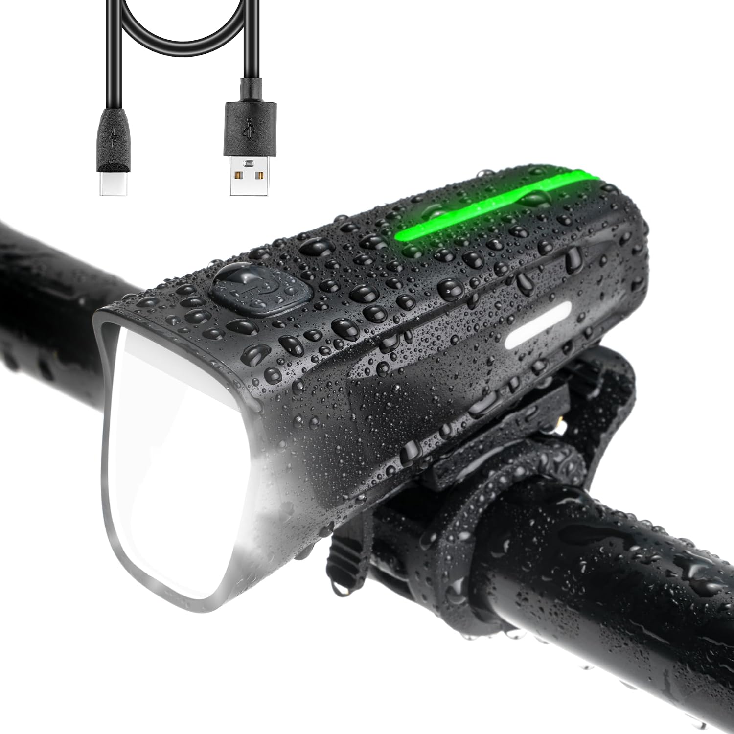 LED Fahrradlicht Vorne 100 LUX, Fahrradbeleuchtung stvzo zugelassen, Fahrradlampe USB Aufladbar mit Batterie Aufforderung schwach und 3 Leuchtmodi, IPX5 Blendfreies Design, Schwarz