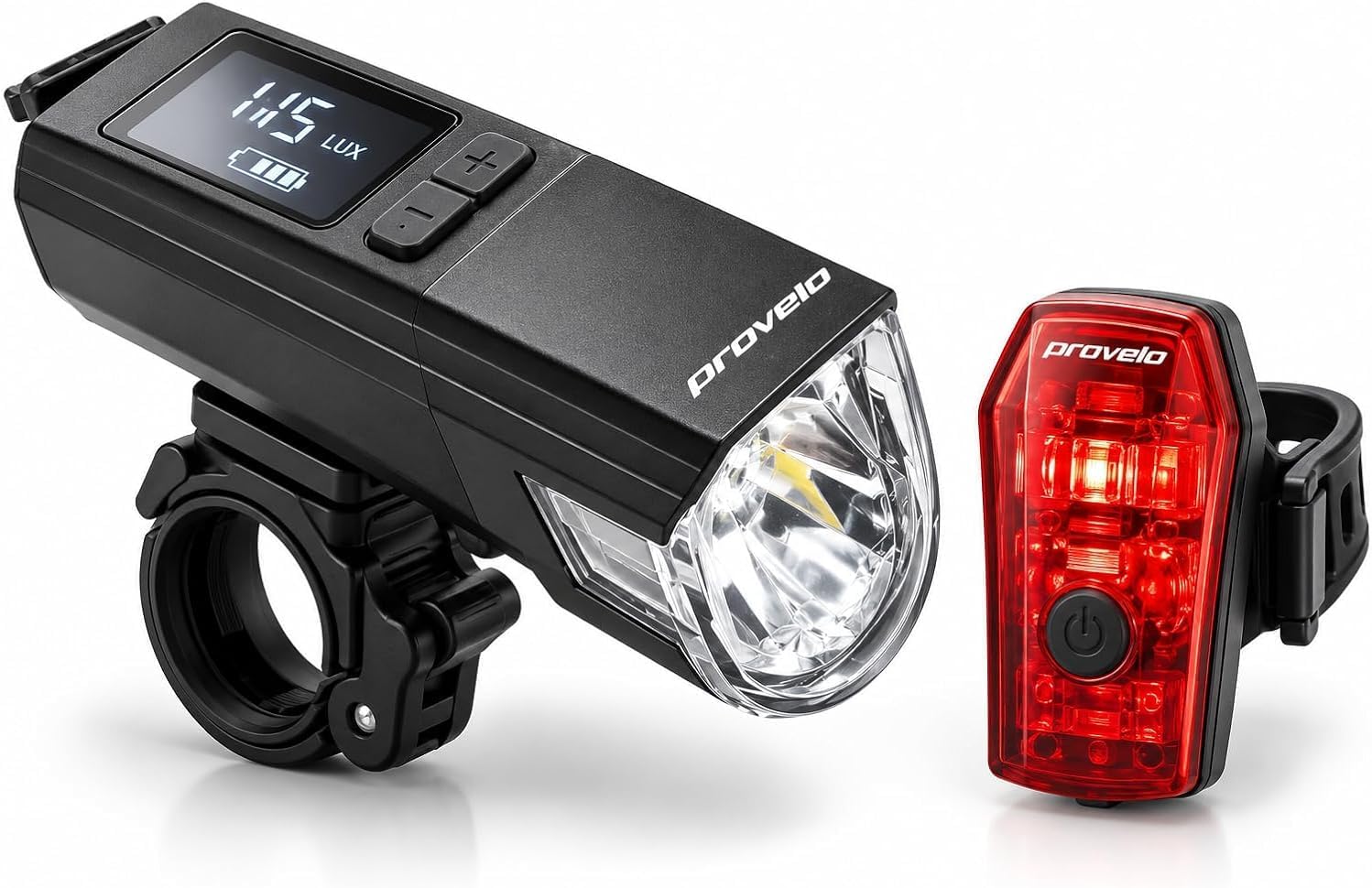 PROVELO LED Fahrradbeleuchtung Set StVZO 115 Lux mit Front- & Rücklicht