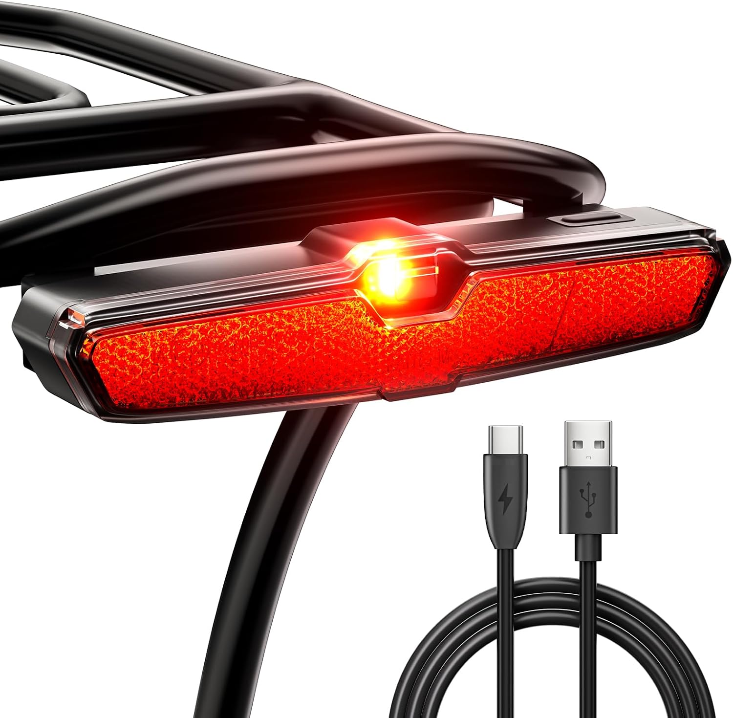 LINGHUANG Rücklicht Fahrrad LED USB-C Aufladbar Akku für Gepäckträger