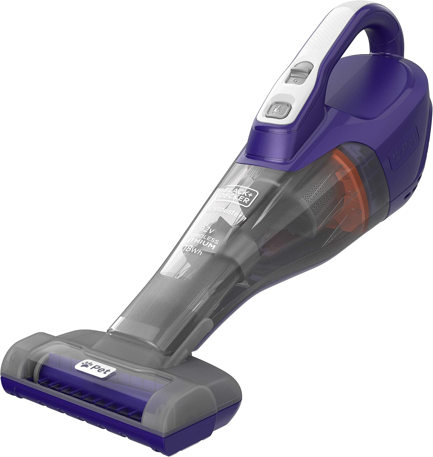 Black+Decker Handsauger Akku Dustbuster 12V/1,5 Ah, mit Turbo-Tierhaarbürste, breiter Saugöffnung, 2-stufiges Filtersystem, inkl. Ladekabel + Wandhalterung DVB315JP