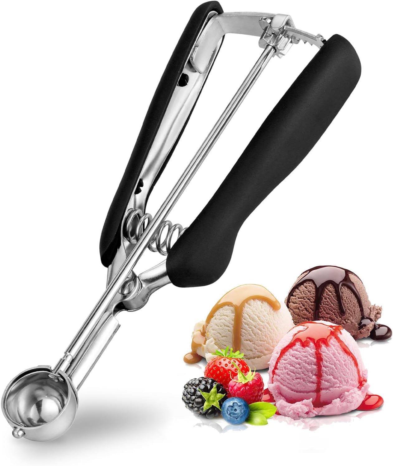 YUNYU Edelstahl-Eisportionierer mit Auslöser – Ergonomische Eisportionierer für Desserts, Backen, Kartoffelpüree und Sorbet, spülmaschinenfest und rostbeständiges Design (3,8 cm)