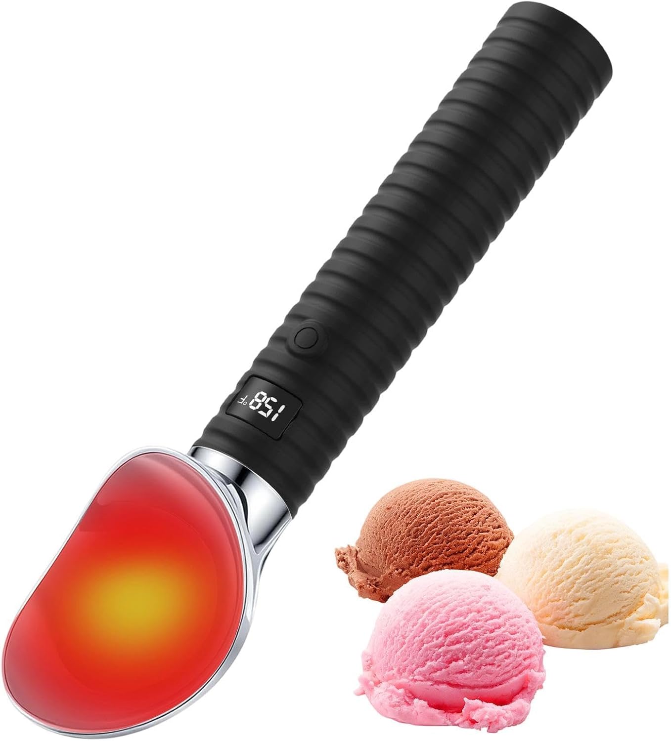 Beheizter Eisportionierer, 131/70.0 °C LED-Display, wasserdicht – Eisportionierer Esslöffel – für Küche, Dessert-Buffet, Geburtstagsfeier, Urlaubsessen, Restaurant