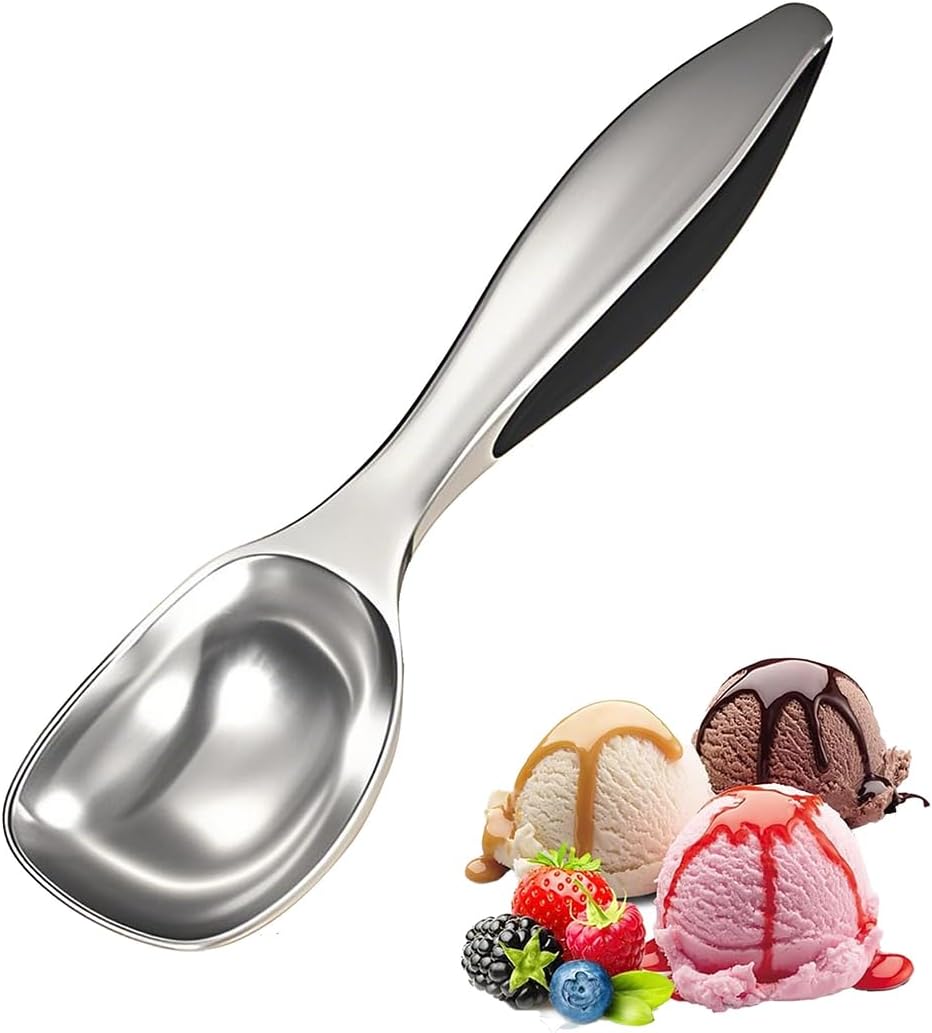 Premium-Eiskelle aus Edelstahl, Robuster Eislöffel für Erwachsene, Antihaft-Eiskelle mit ergonomischem Griff, Ideal für Eiscreme, Sorbet, Melone und Gefrorene Desserts, Lebensmittelgeeignet