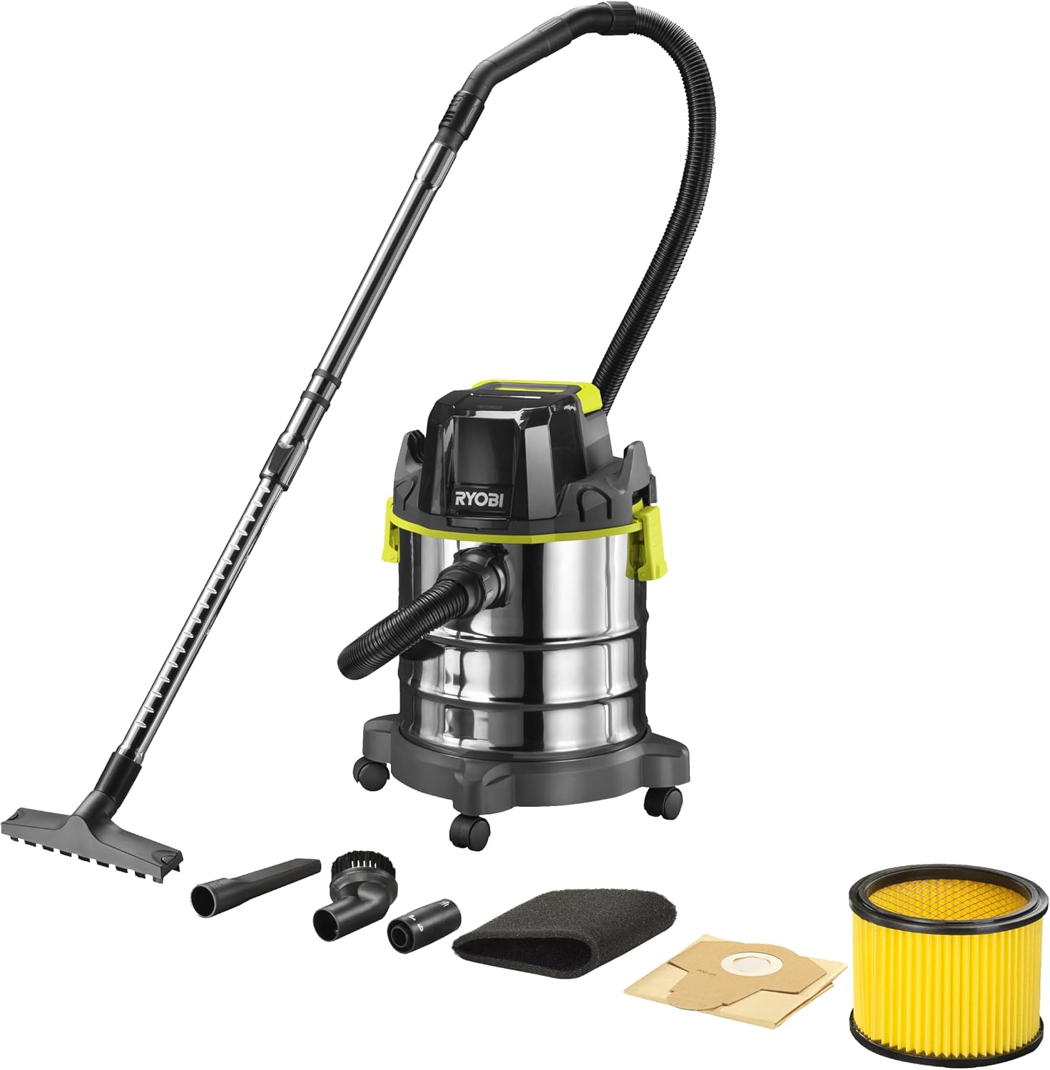 RYOBI 18 V ONE+ Akku-Handsauger RHV18-0, 1.450 l/min Luftstrom, 600 ml Staubbehälter, GripZone-Griff, ohne Akku und Ladegerät