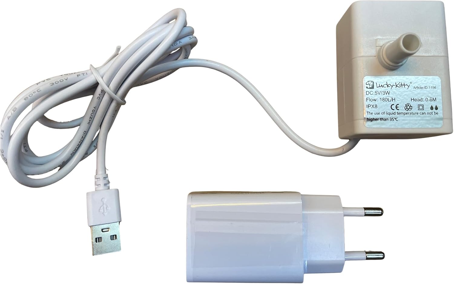 Lucky-Kitty Mikro-Pumpe USB für Katzenbrunnen - Das Original, Geräuscharm
