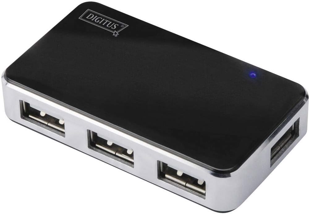DIGITUS USB-Hub - 4 Ports - Super-Speed USB 3.0 - 5 GBit/s - Plug&Play - Anschluss-Kabel 66 cm - Schwarz