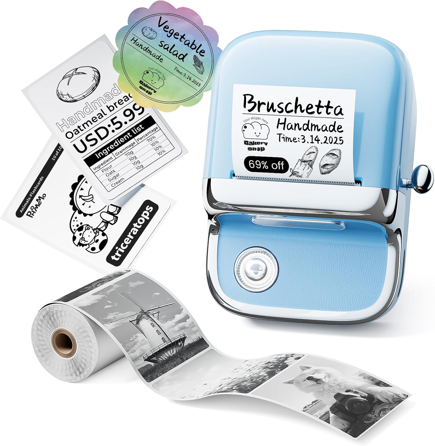Phomemo M150 Bluetooth Etikettendrucker, 2024 Upgrade Etikettiergerät Selbstklebend, Beschriftungsgerät für Barcode, Einzelhandel, Büro, Label Printer Kompatibel mit iOS und Android,Druckgröße 20-50mm